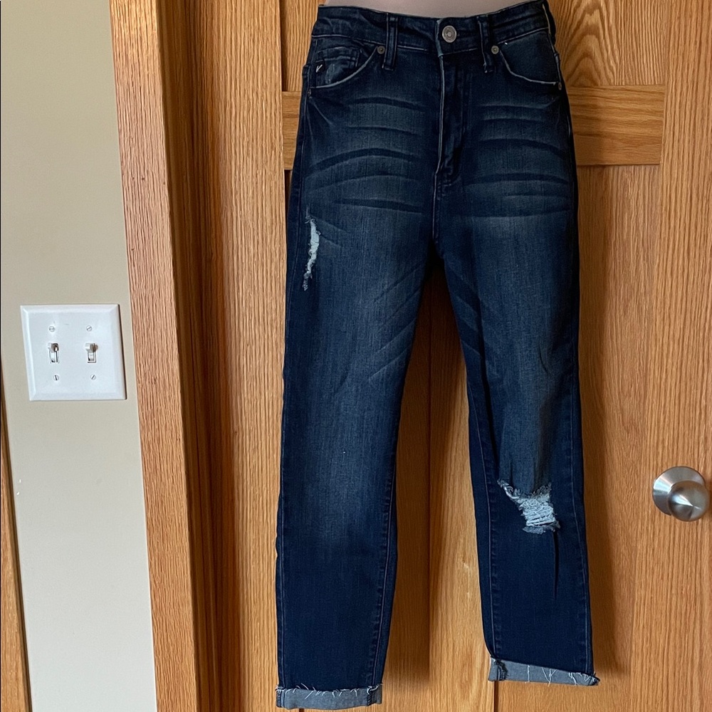KanCan Dark Blue Distressed Boyfriend Jeans